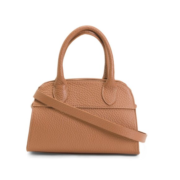 DIVINA FIRENZE Moca Made In Italy Leather Mini Dome Shaped Crossbody - Picture 1 of 2